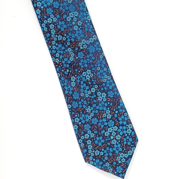 JOSEPH ABBOUD Men's Necktie 100% Silk, Flower Pattern, Color Blue Tie - NWT - Picture 5 of 12